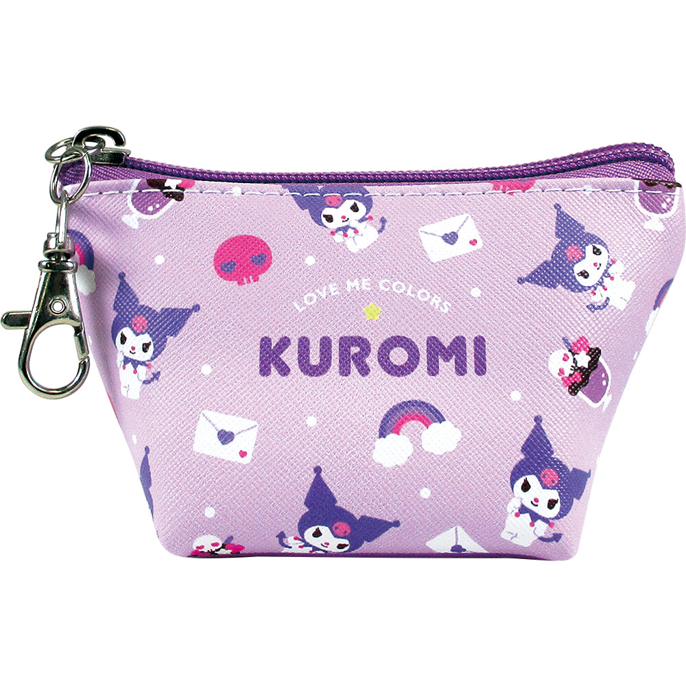 Sanrio Triangle Mini Pouch, Coin Purse, Love Me Colors Kuromi Purple