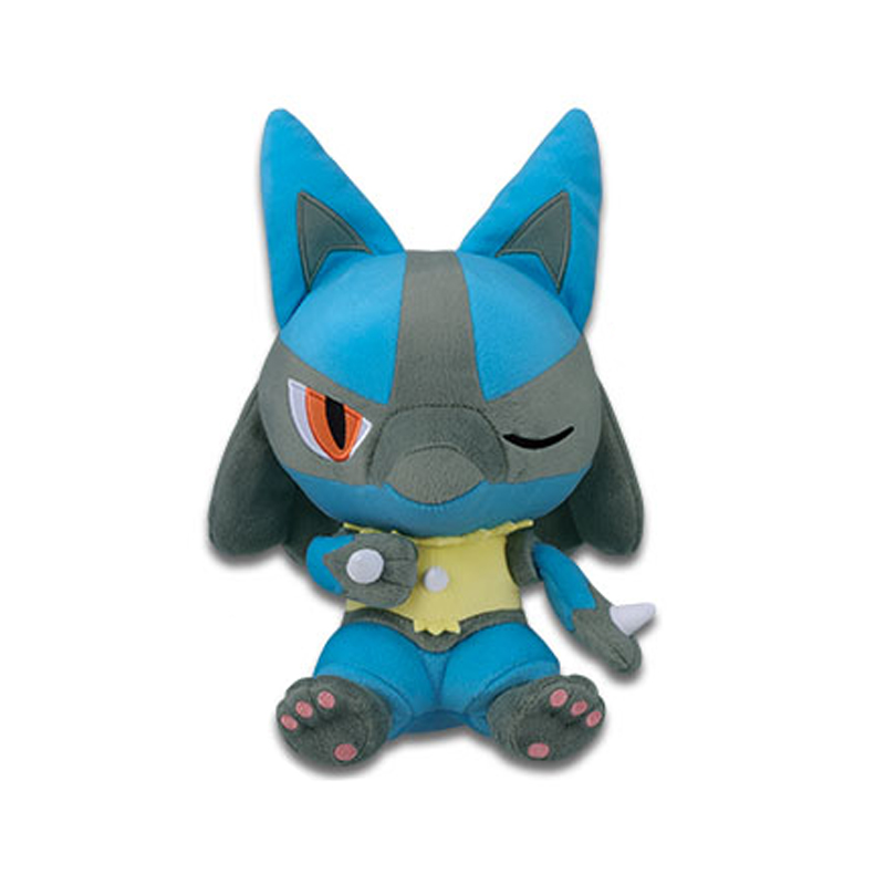 Pokemon Round Plush Colorful Lucario Plush Doll 10 Inches Banpresto