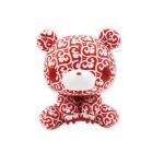 Gloomy Bear Plush Doll, Textillic 12, Skull Hearts, Red/White, GP #579, 10 Inches