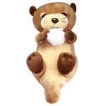 Mochi Puni Kawauso Collection Soft Sleepy Otter Plush Toy With Sea Shell Brown 17 Inches