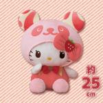 Hello Kitty Plush Doll, Panda Strawberry, 9 Inches, Pink, Sanrio, Furyu